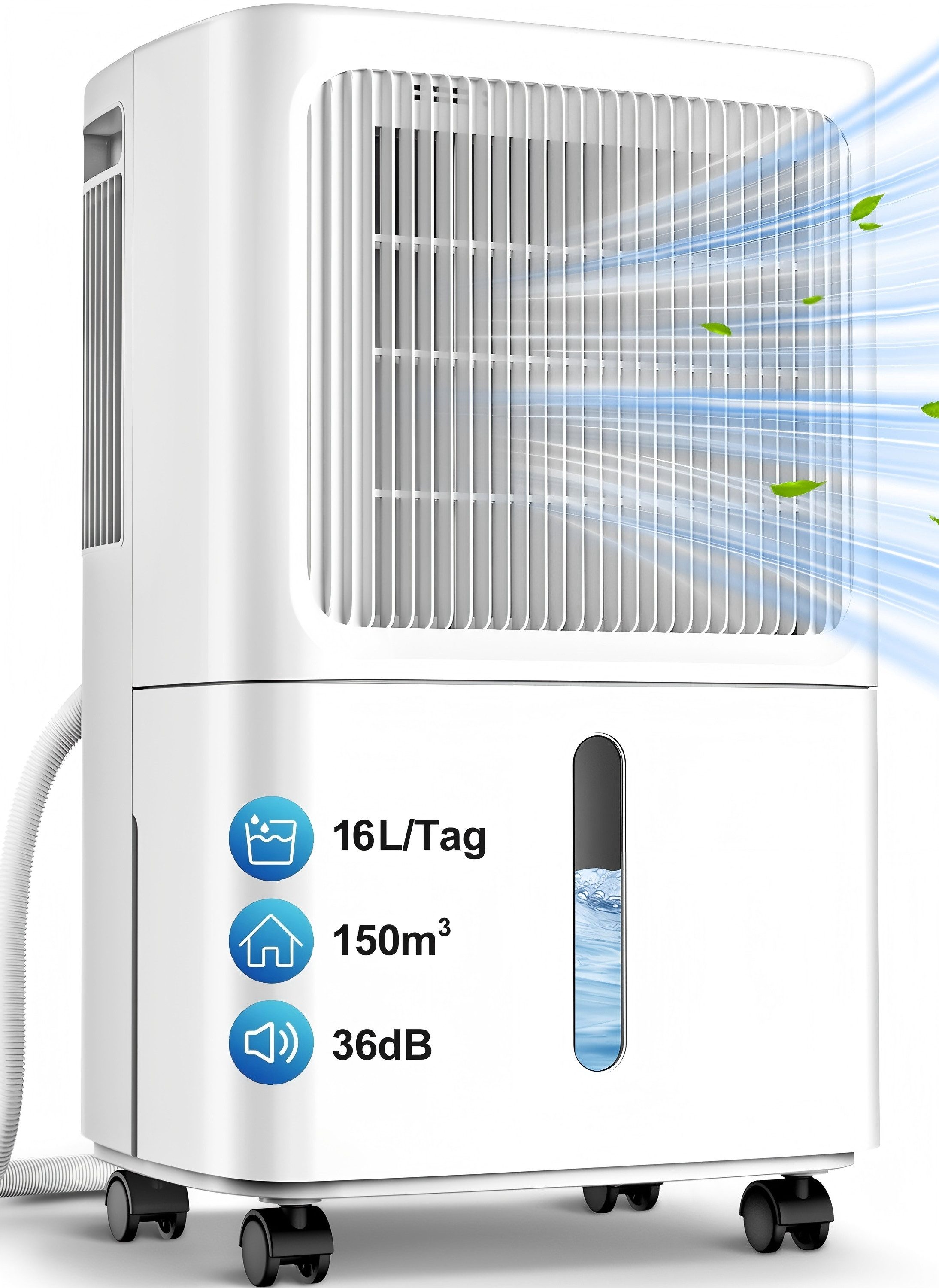 LEENON Luftentfeuchter Luftentfeuchter Elektrisch,Timer,12L/24H, leise 36dB Raumentfeuchter, für 150 m³ Räume, Entfeuchtung 16 l/Tag, Tank 1,6 l, Wäschetrocknung,SLEEP-Modus,Dehumidifier für Wohnung/Keller