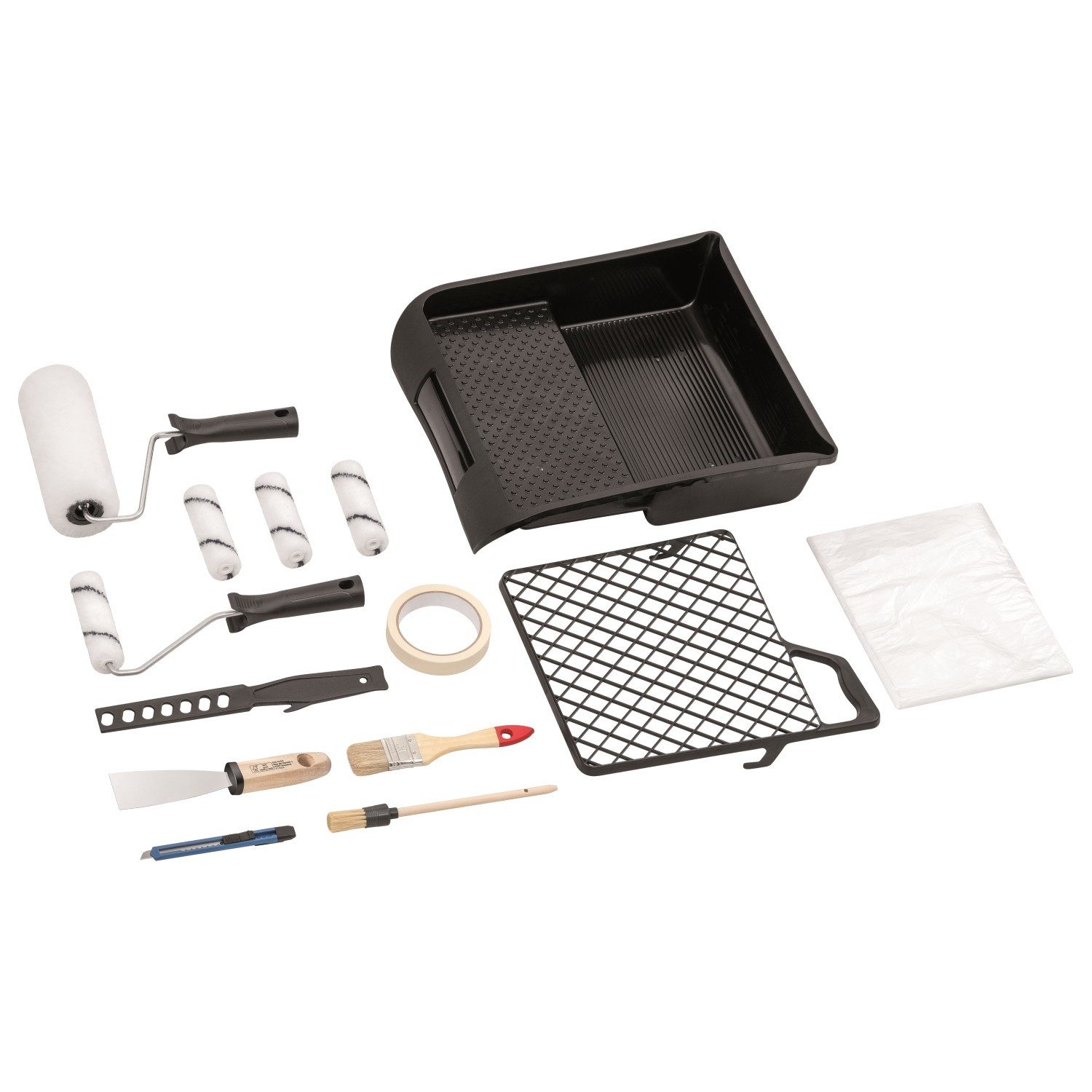 ARLI Malerset Maler und Renovier Set Komplettset Pinsel, (15-tlg), Farbwalze Abdeckfolie Kreppband Spachtel Farbwanne Abstreifgitter – Bild 2 von 2