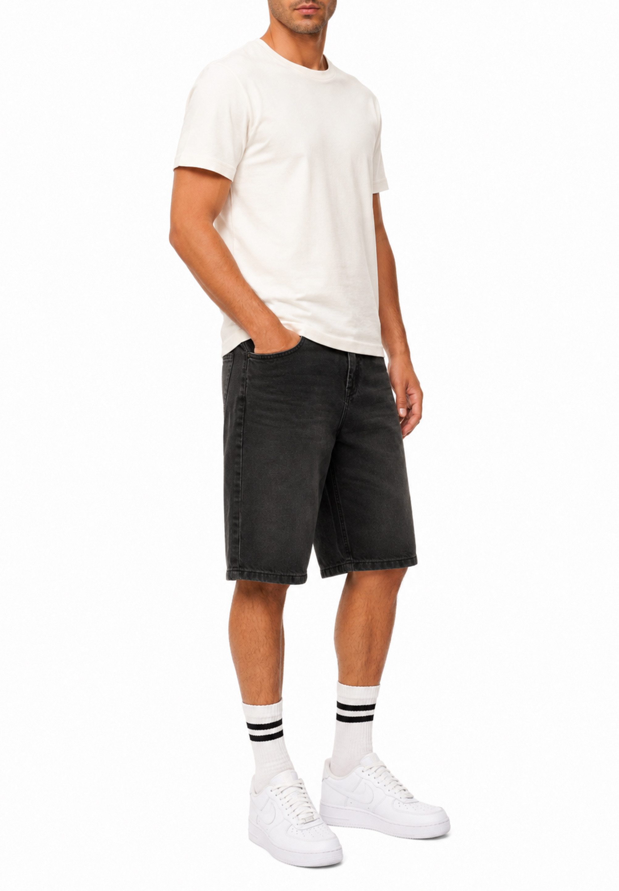 SOULSTAR Jeansshorts im Baggy-Fit aus 100% Baumwolle für Herren Kurze Hose - Sommer-Shorts Bermuda für Männer