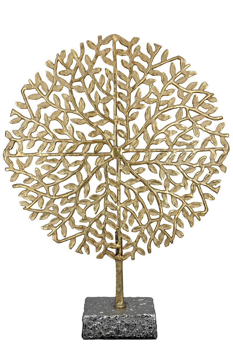 GILDE Dekoobjekt Skulptur Goldbaum Eleganz Aluminium 64cm
