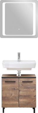 Saphir Badmöbel-Set Quickset 374 Waschbeckenunterschrank mit LED-Spiegel, (4-St), Waschplatz 60 cm breit, inkl. Türdämpfer, 2 Türen, Bad-Set