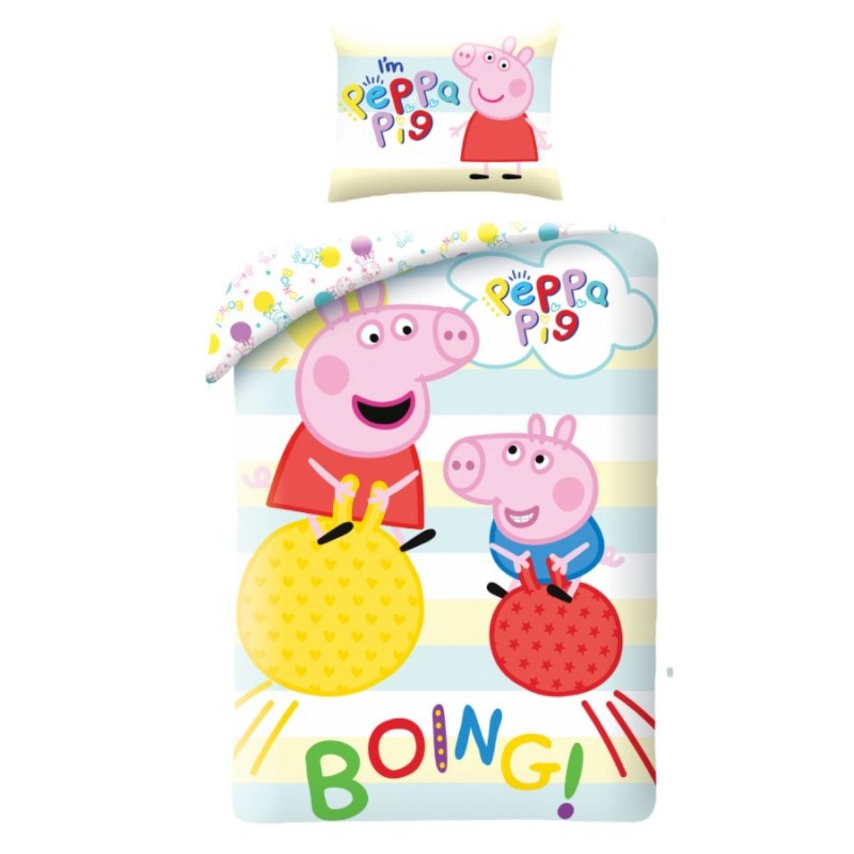 Peppa Pig Bettwäsche Bettwäsche Set Baumwolle Bettdecke 140 × 200 cm mit 70 × 90 cm Kissen, Baumwolle, 2 teilig, perfekt für komfortablen Schlafklima