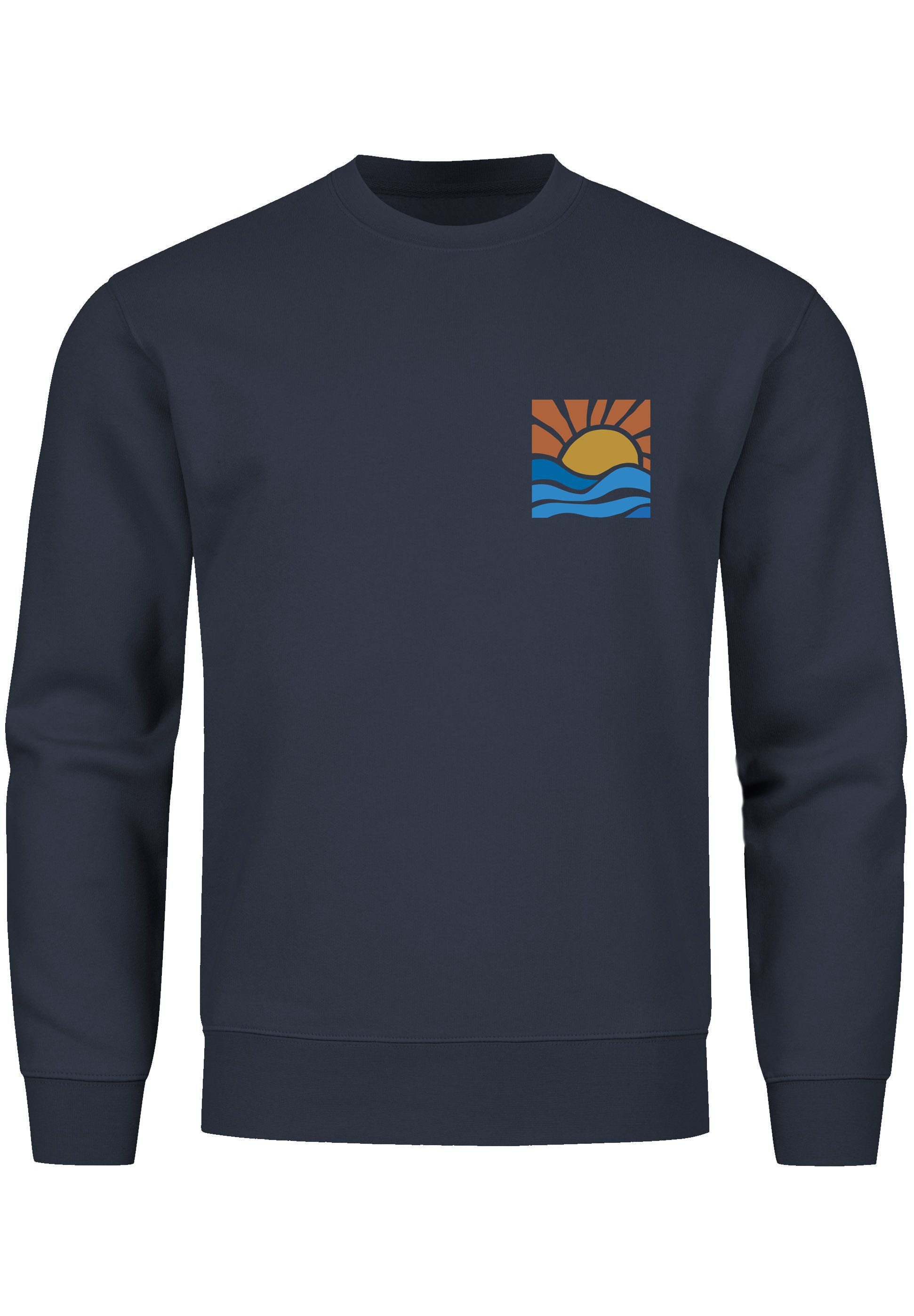 Neverless Sweatshirt Sweatshirt Herren Logo Print Sommer Sonne Welle Strand günstig online kaufen