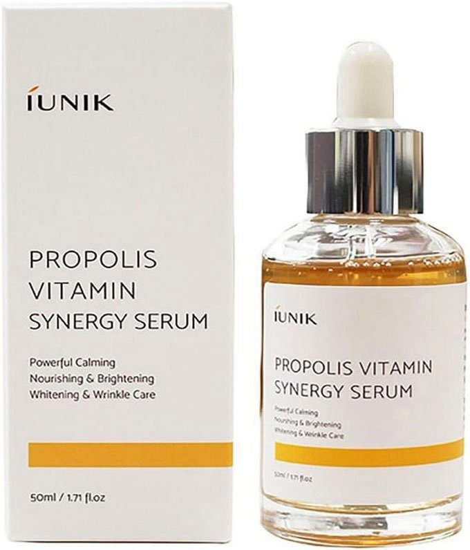 iUnik Gesichtsserum PROPOLIS VITAMIN SYNERGY SERUM, beruhigt empfindliche Haut und hellt Pigmentierungen schonend auf.