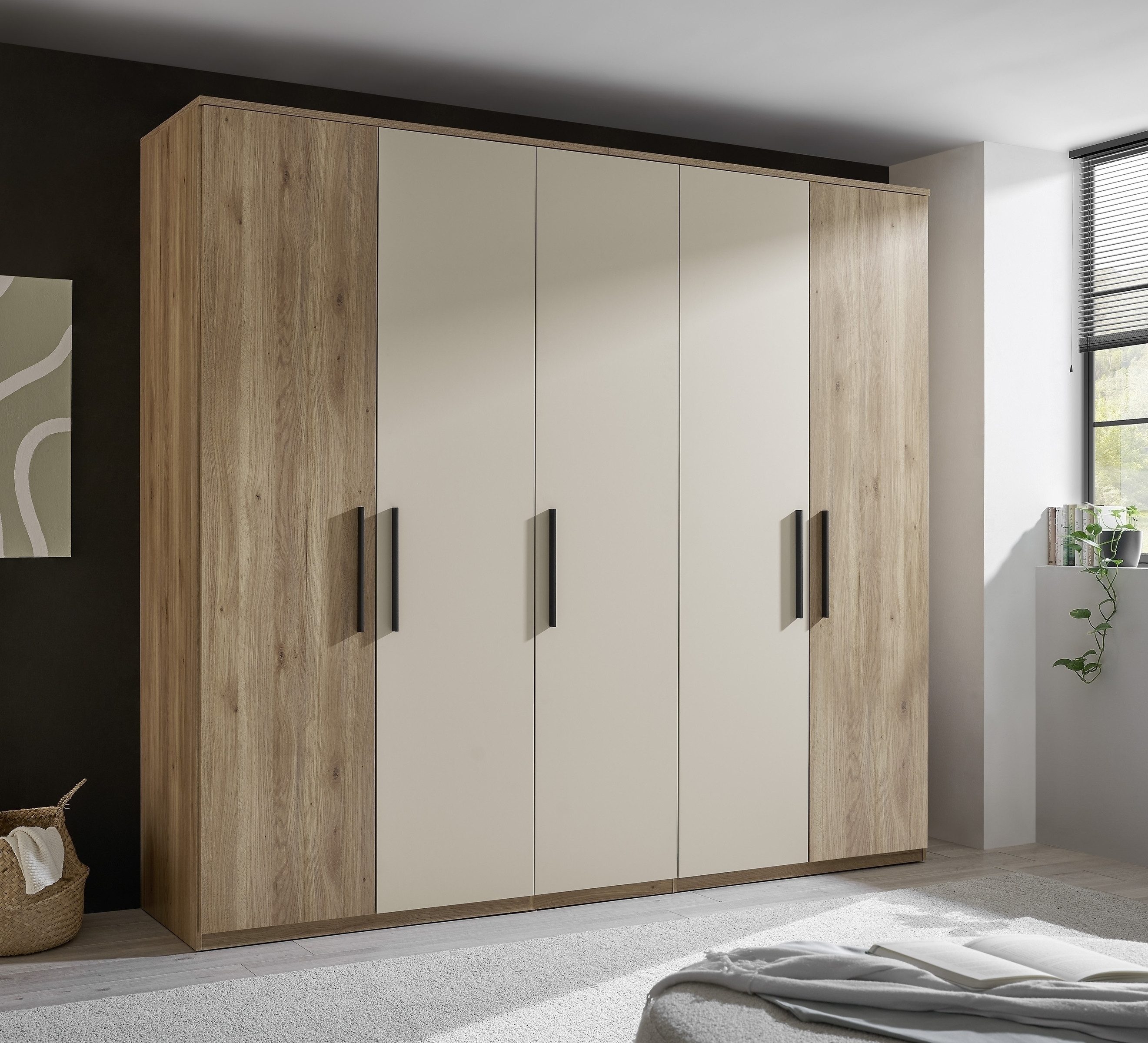 freiraum Drehtürenschrank Danao 5 Türen, Mauvella Oak / Kashmir - 250,8x227,7x60 (BxHxT)
