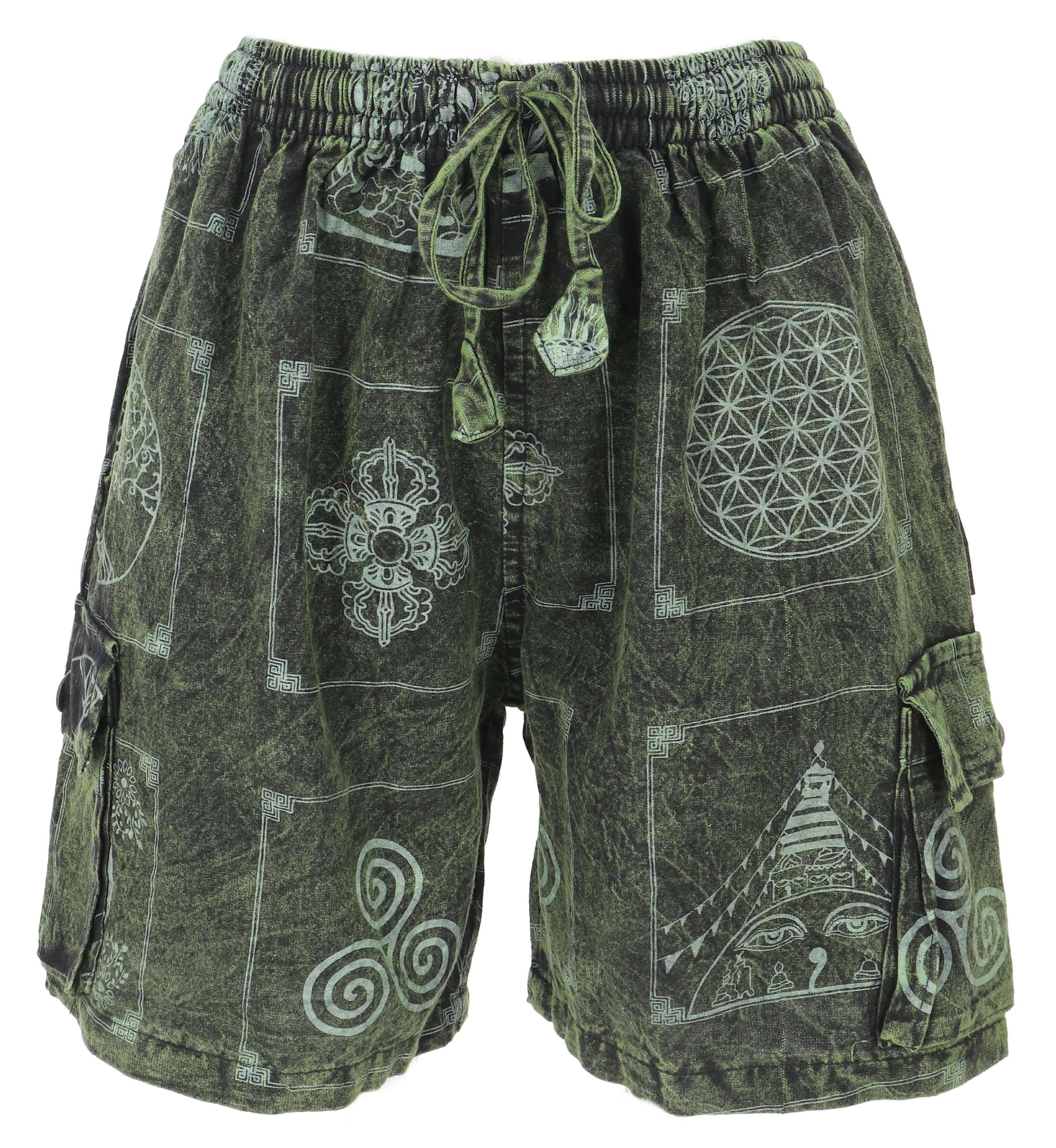 Guru-Shop Relaxhose Ethno Yogashorts, stonewash Shorts aus Nepal -.. Hippie günstig online kaufen