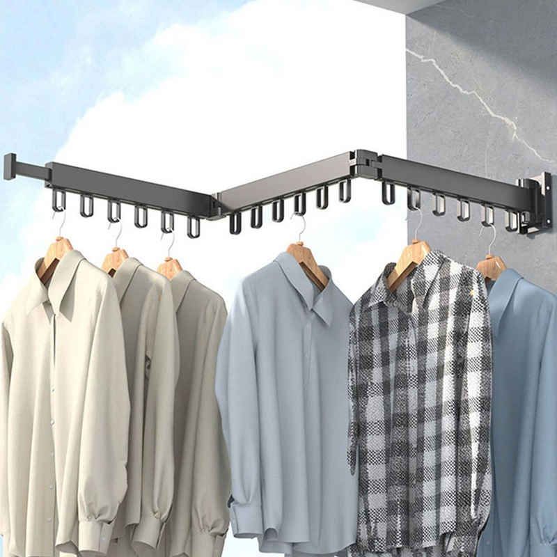 zggzerg Kleiderstange Wandmontiert Versenkbar Kleiderstange mit 18 Haken und Handtuchhalter