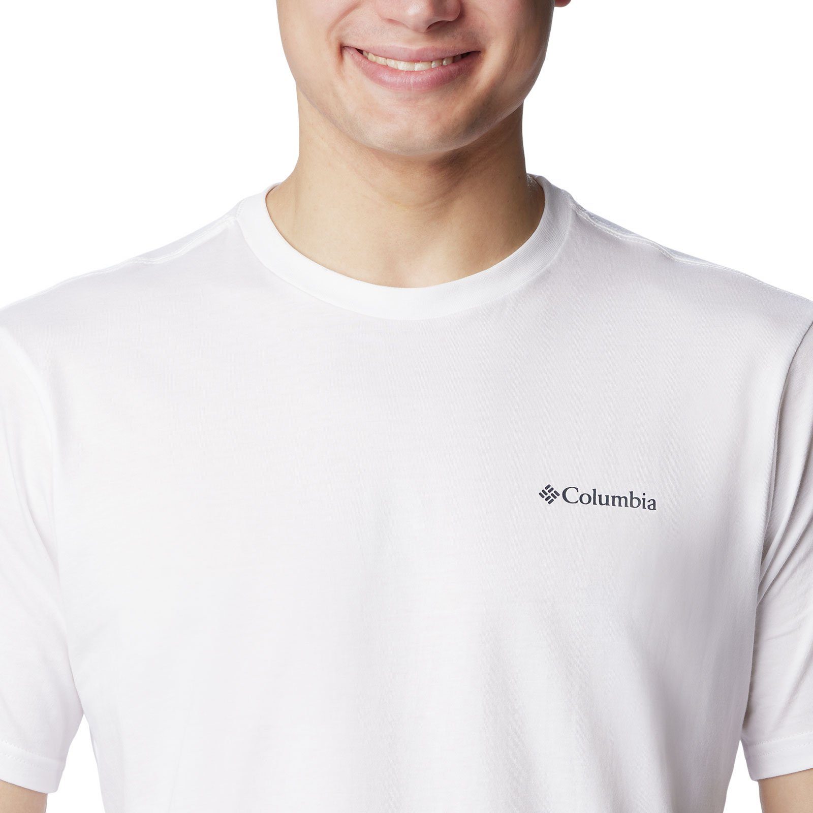 white T-Shirt Graphic Back Columbia Rockaway Kurzarmshirt Rundhalsausschnitt mit River™ 101