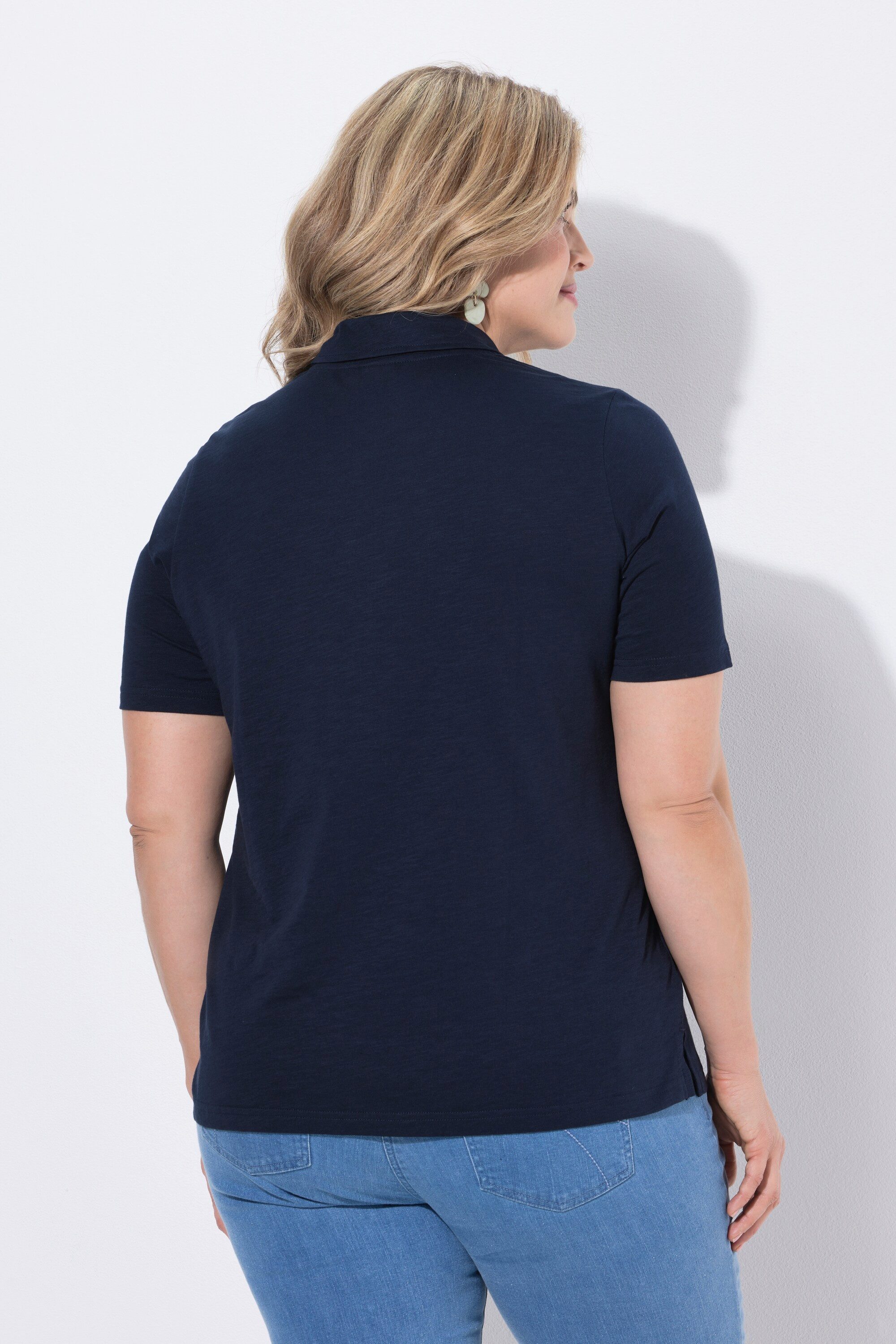Ulla Popken Poloshirt Poloshirt Stickerei Polokragen Halbarm