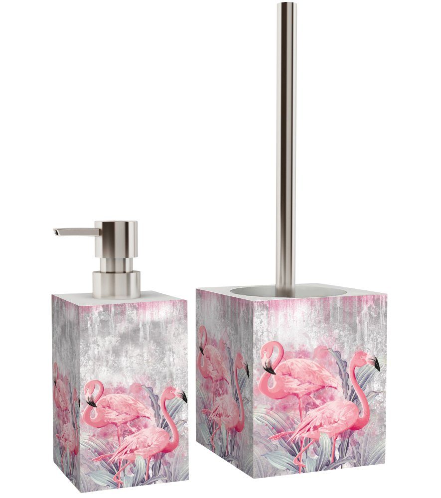 Sanilo Badaccessoire-Set Flamingo, WC-Bürste und Seifenspender, 2 tlg., 2-t günstig online kaufen