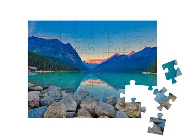 puzzleYOU Puzzle Der berühmte Lake Louise mit Victoria Gletscher, 48 Puzzleteile, puzzleYOU-Kollektionen Große Seen