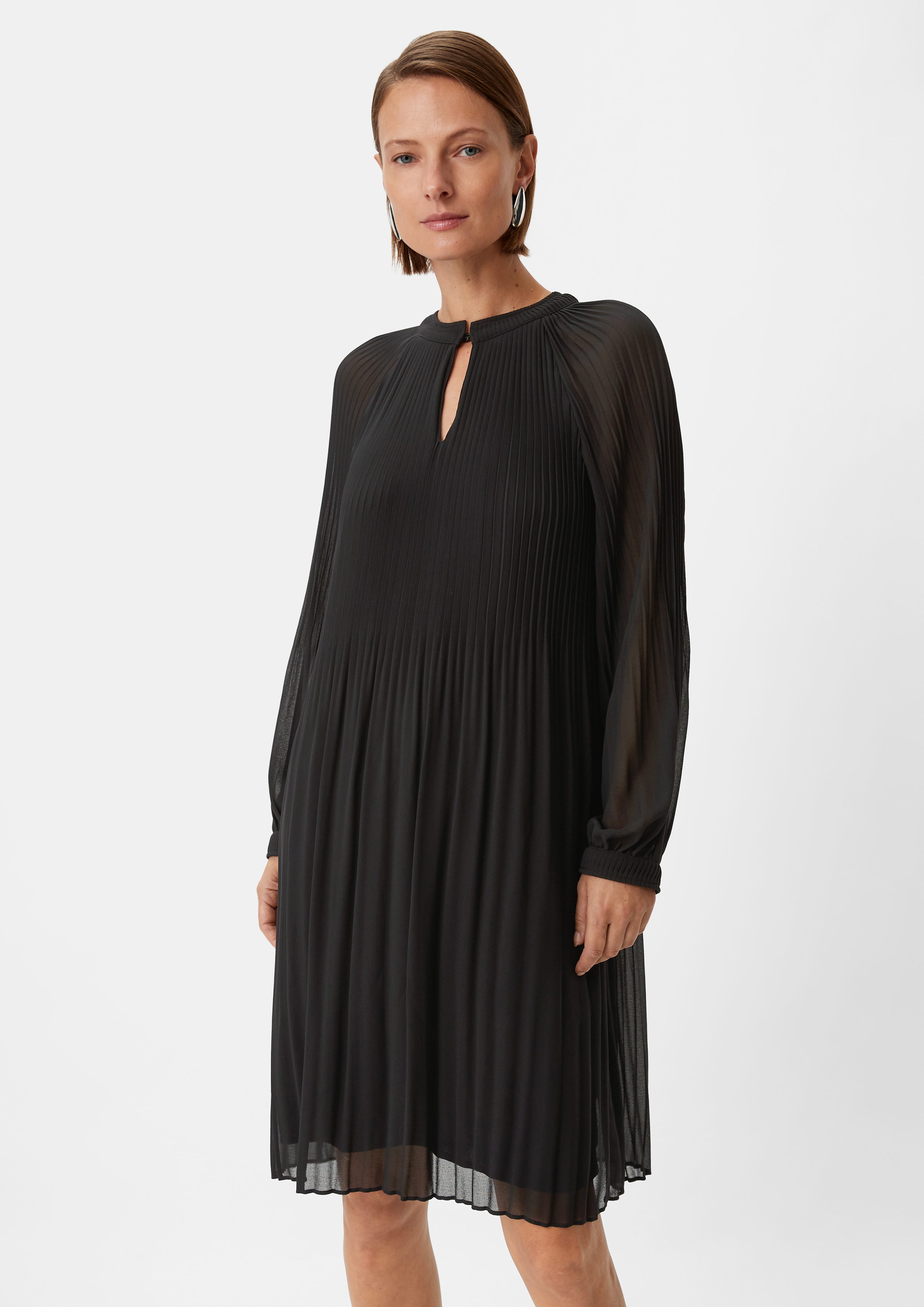 Minikleid Chiffon-Kleid mit Plisseefalten