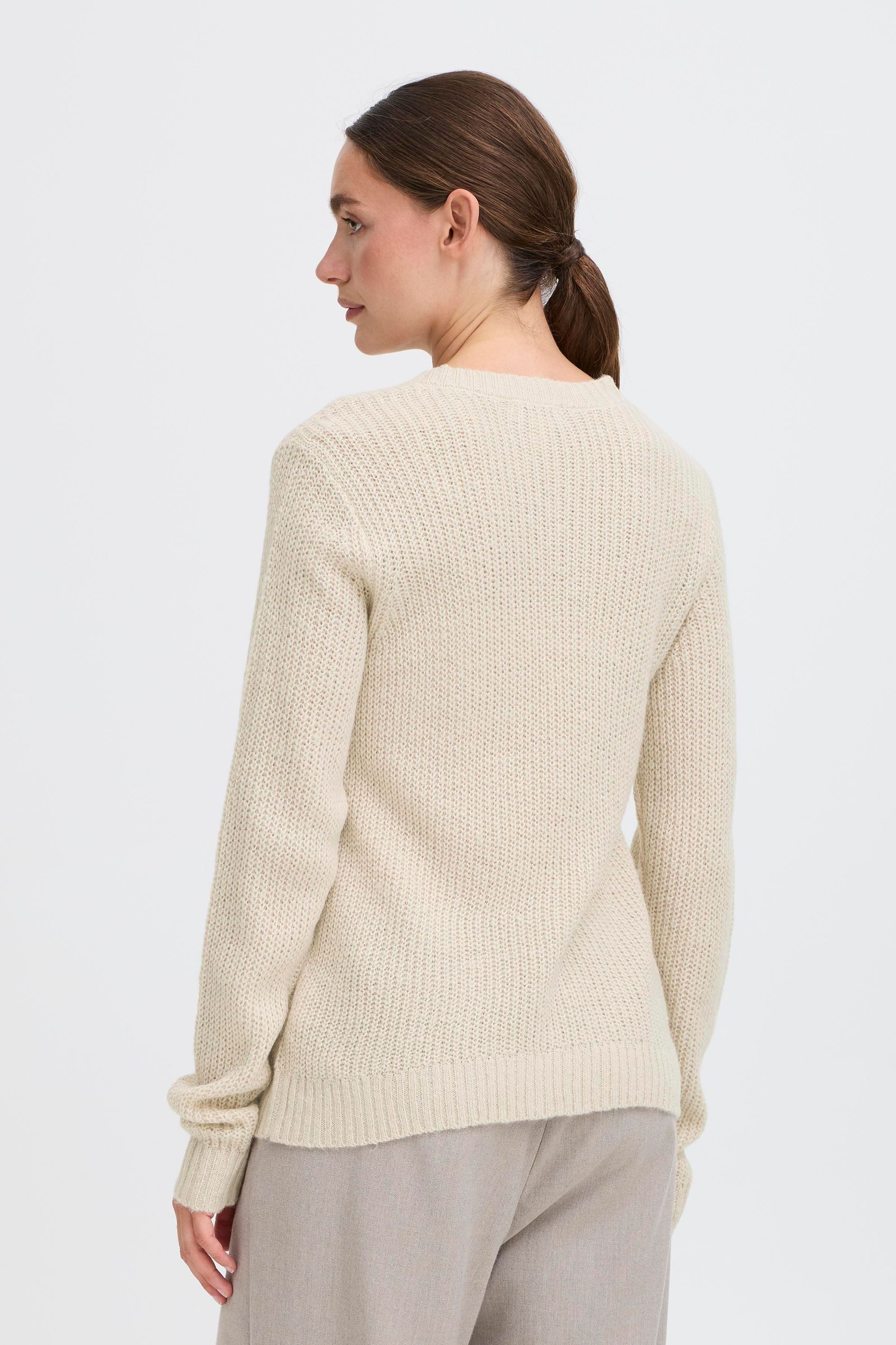 OXMO V-Ausschnitt-Pullover OXFSinvi Modischer Grobstrick-Pullover mit V-Ausschnitt