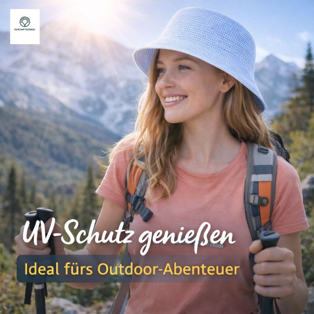 ZUKUNFTSENKEL Fischerhut aus Papierstroh – Leichter Sommerhut mit breiter Krempe (Sonnenschutz, Damen, Herren) Anglerhut Bucket Hat