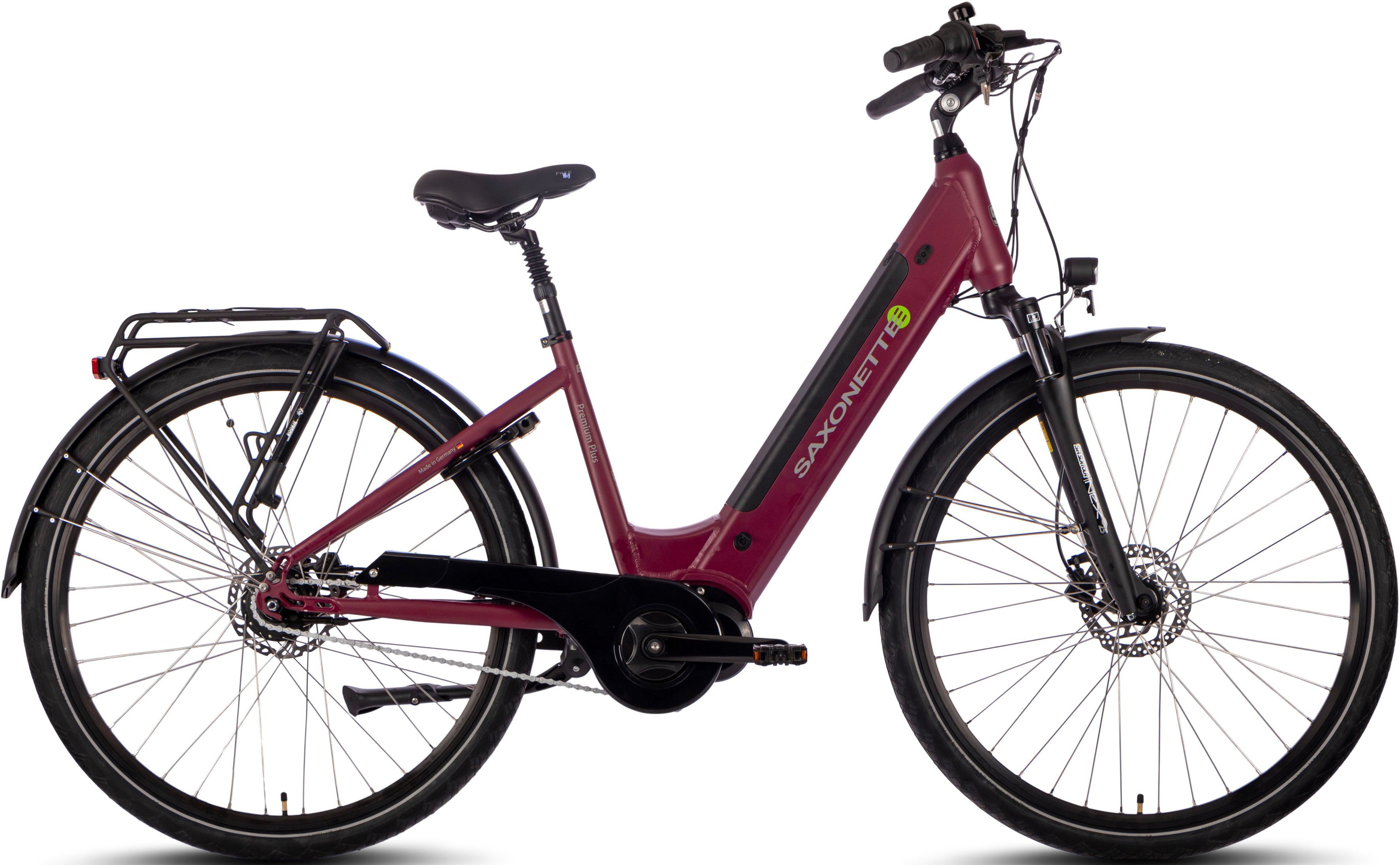 SAXONETTE E-Bike Premium Plus 3.0, 8 Gang, Nabenschaltung, Mittelmotor, 522 Wh Akku, Pedelec, Elektrofahrrad für Damen u. Herren, Cityrad