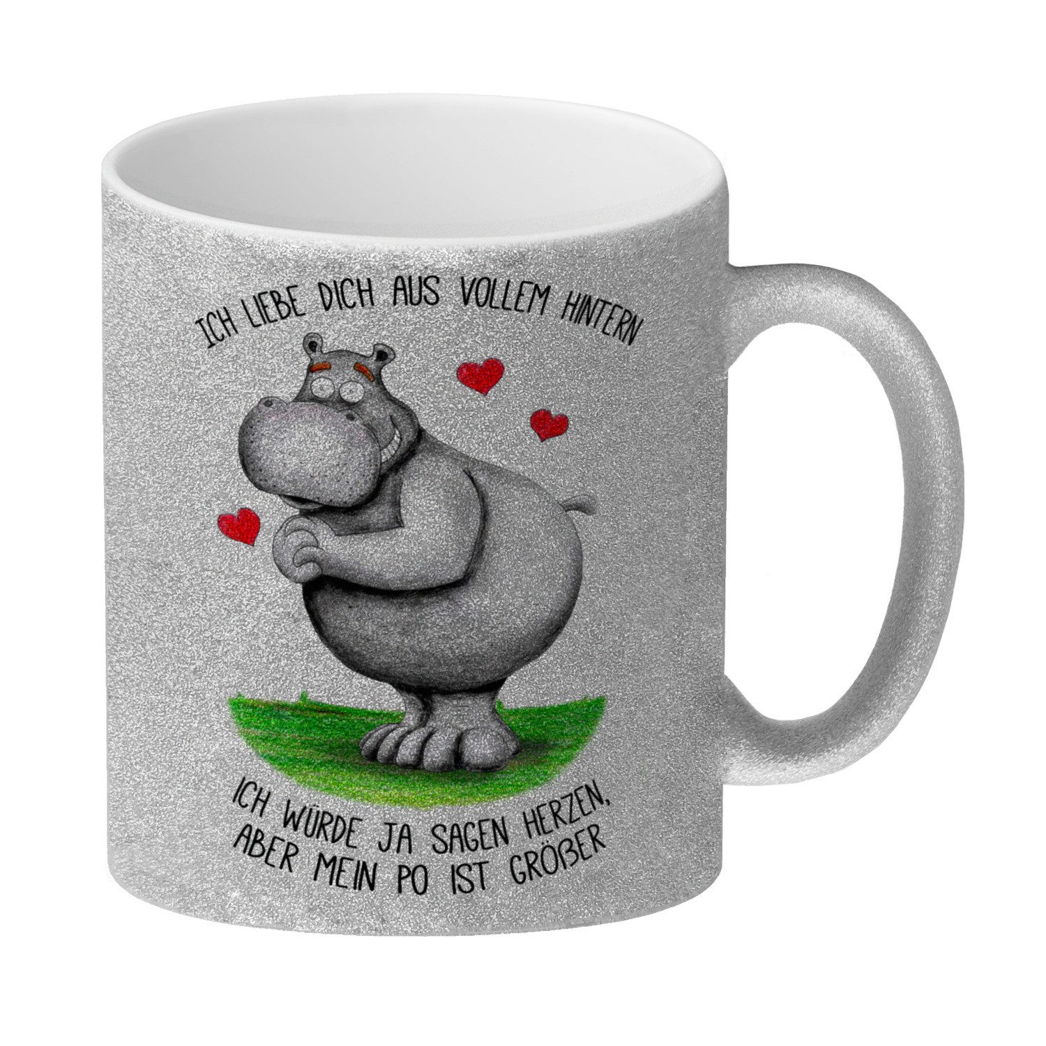 Tasse Ich liebe dich aus vollem Hintern Glitzer-Glitzer-Kaffeebecher mit