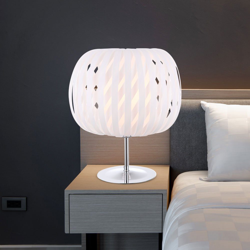 etc-shop Tischleuchte, Leuchtmittel nicht Weiß Chrom Kugel-Design inklusive, Tischleuchte 30 Wohnzimmer cm Tischlampe