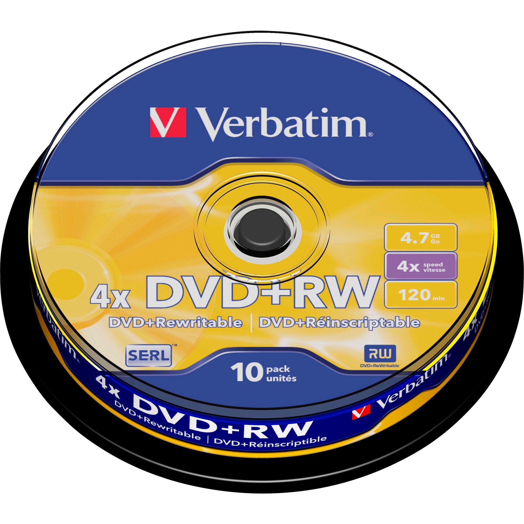 DVD-Rohling Verbatim DVD+RW 4,7 GB, DVD-Rohlinge, (4fach, 10