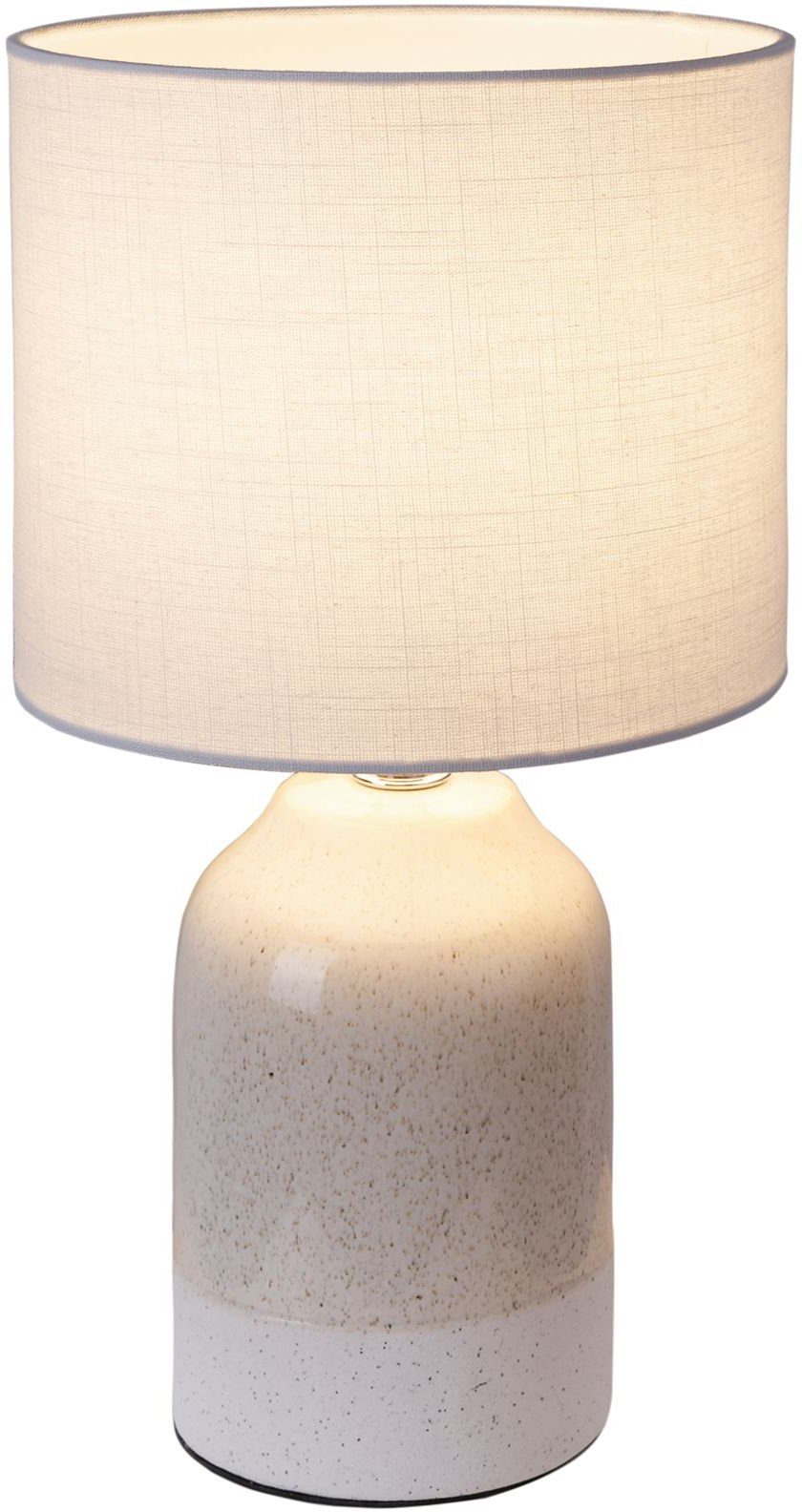 dimmbar, Stoffschirm 3step Beige, Tischleuchte Warmweiß, LED Leuchtmittel Sandy E14, wechselbar, Glow, Keramik, Pauleen Weiß,