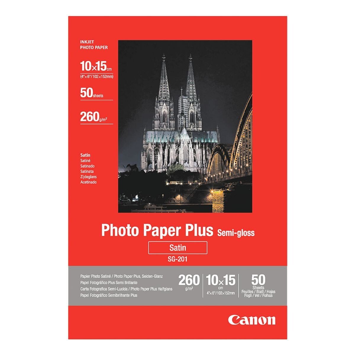 10x15 50 Fotopapier Blatt 260 cm, Plus Semi-Gloss, Format seidenmatt, Canon g/m²,