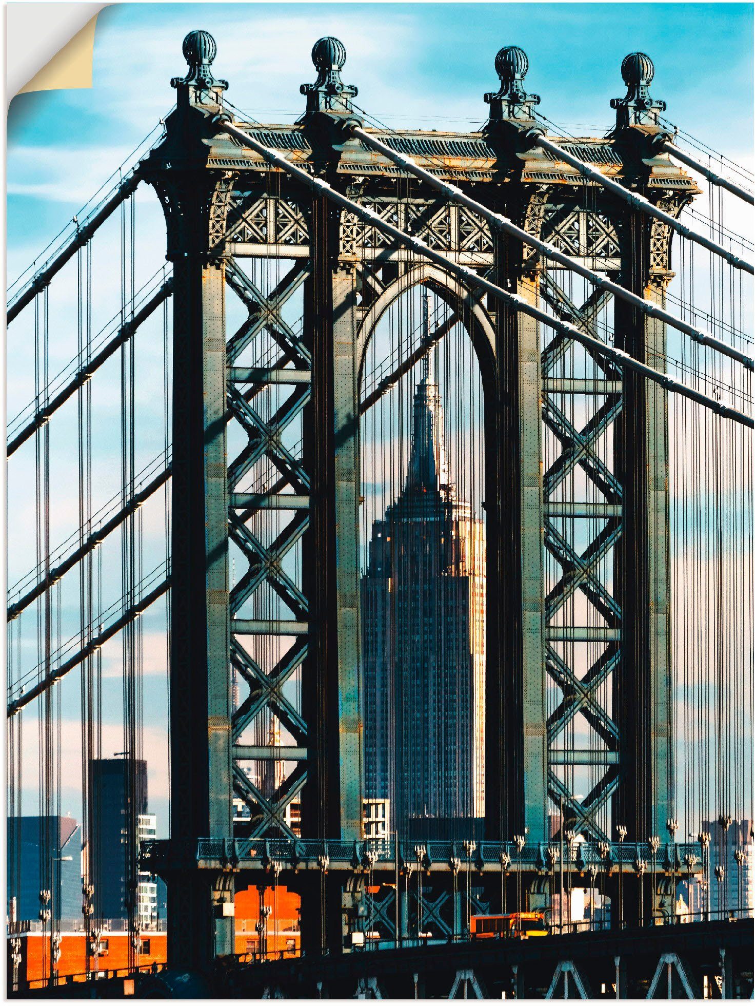 Manhattan Bridge, oder York versch. St), in Brücken New Artland Leinwandbild, Wandbild Wandaufkleber Poster (1 Größen als