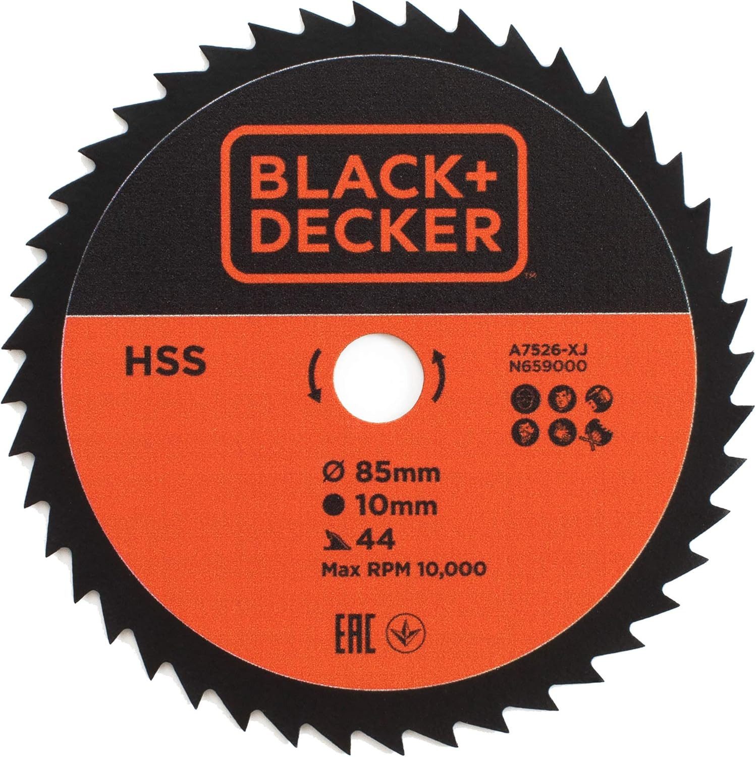 Black + Decker Kreissägeblatt 85 x 10 mm HSS-Universalsägeblatt, 44 Zähne (für Handkreissäge) (1-St)