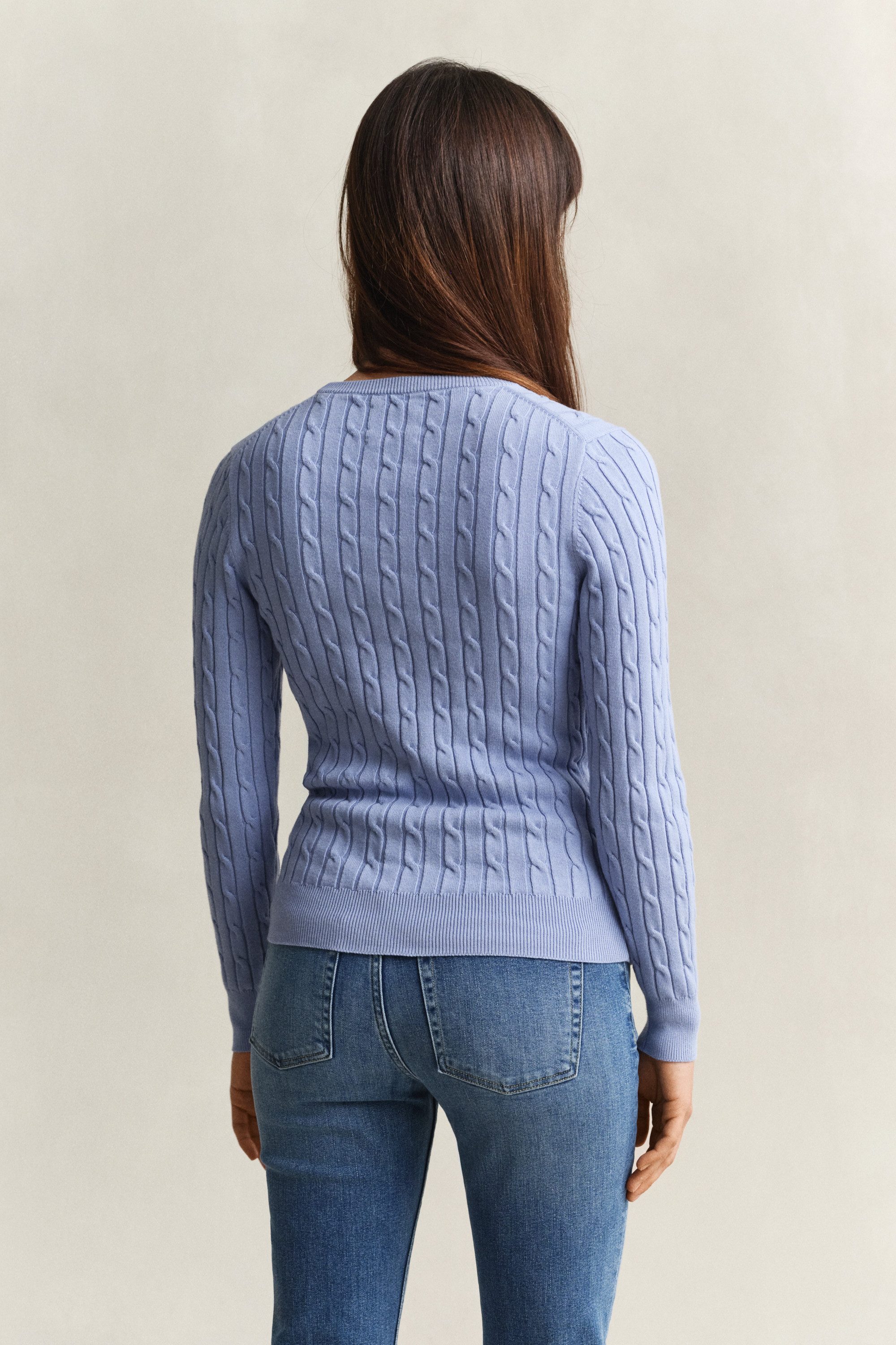 Gant Strickpullover STRETCH COTTON CABLE C-NECK mit Logostickerei auf der Brust