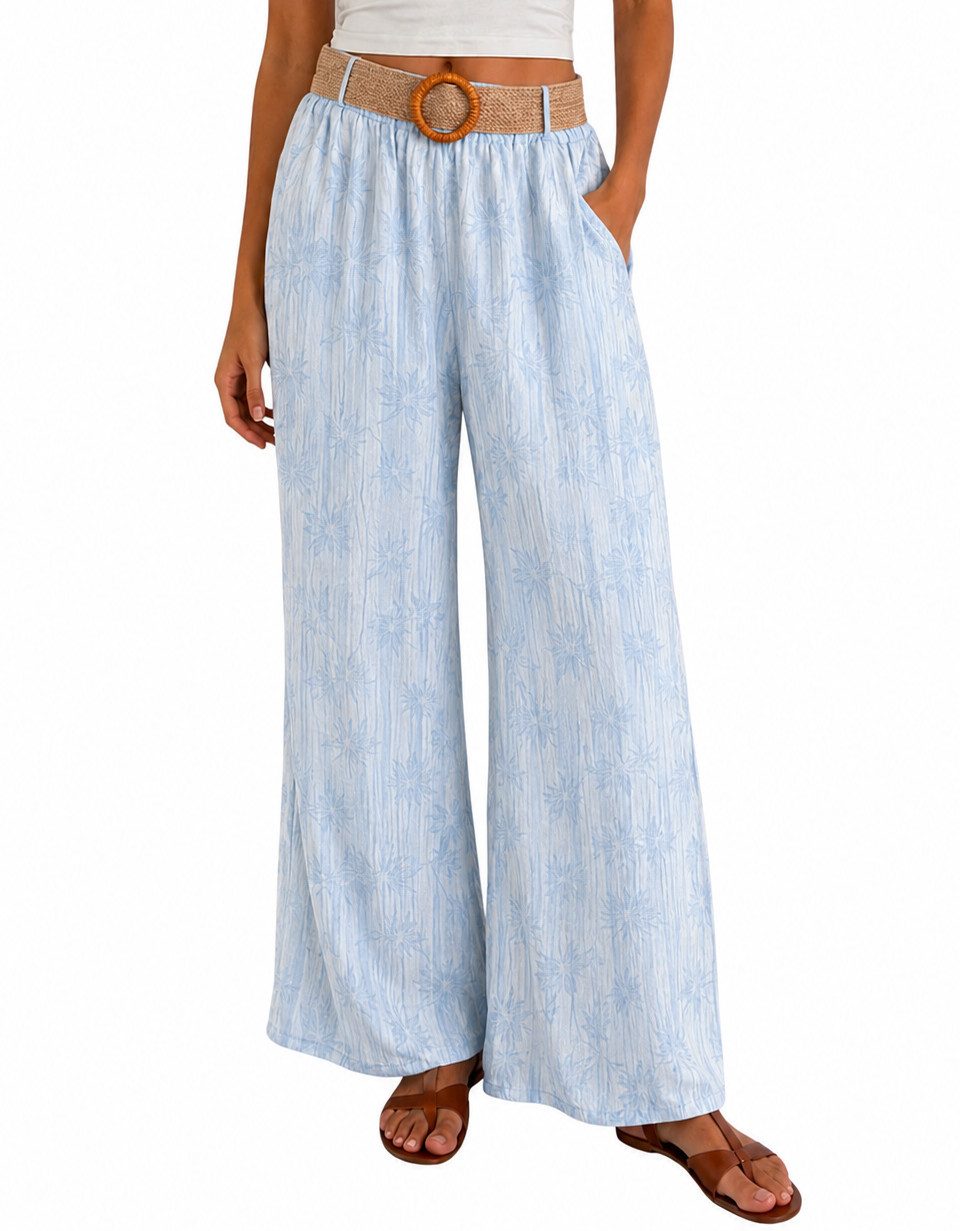 Mississhop Palazzohose Damen Palazzo Hose mit weitem Bein und elastischem Bund mit Gürtel S/M