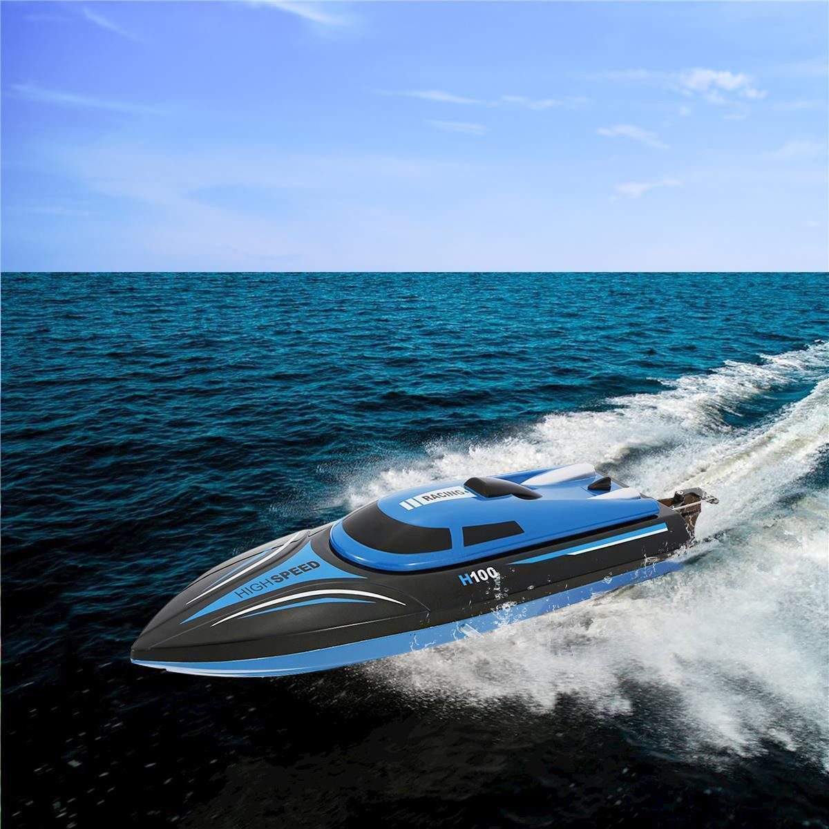 efaso RC-Boot H100 RC Boot mit LCD-Display - ferngesteuertes Boot 25kmh, Alarmsignal bei schwachem Akku