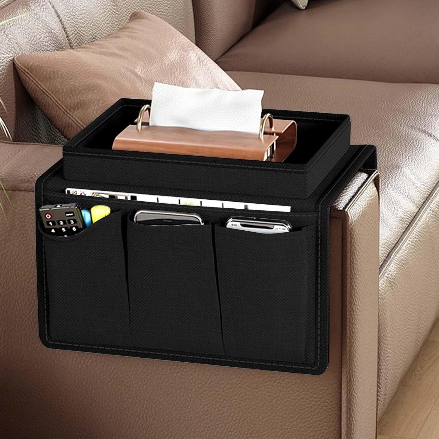 FELIXLEO Badorganizer Sofa Armlehne Organizer Oxford Tasche Tablett faltbar Aufbewahrung (1 St)