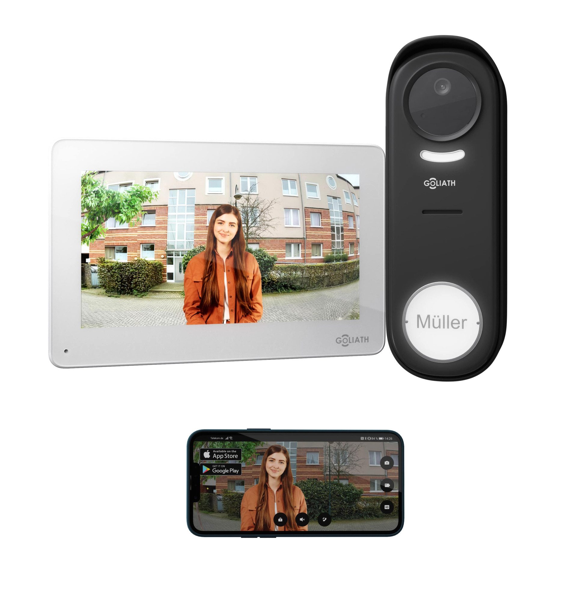 Goliath Intercom Video-Türsprechanlage Goliath Funk Basic Video Türklingel mit Kamera (Privat oder Gewerblich)