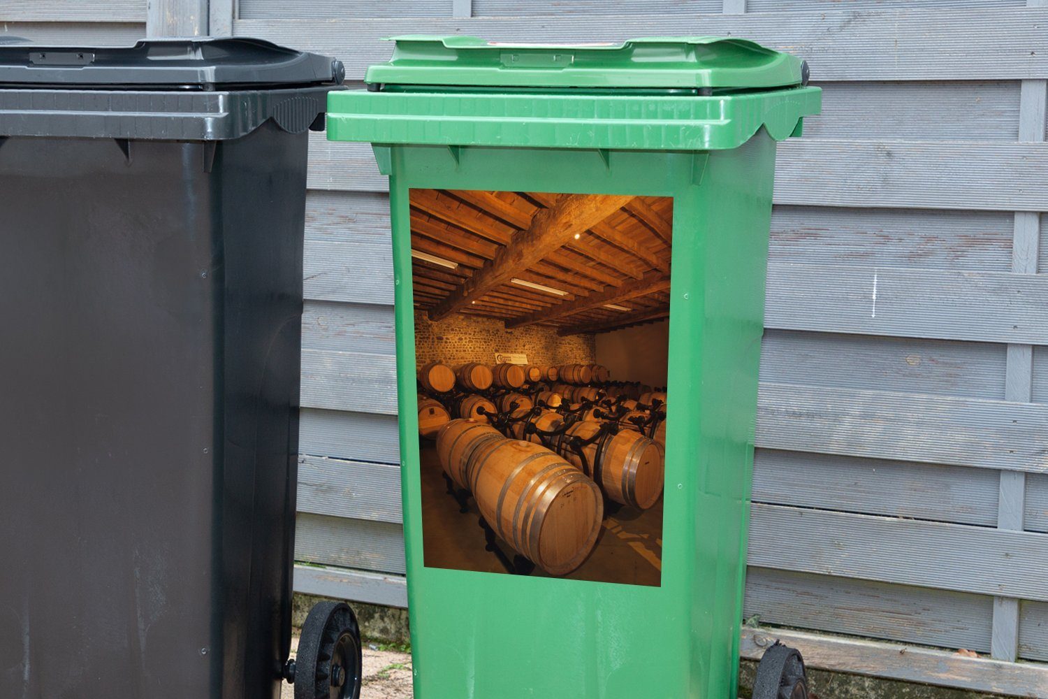 Abfalbehälter einem Wandsticker in (1 Weinkeller Container, St), Mülltonne, MuchoWow Fässer Sticker, Mülleimer-aufkleber,