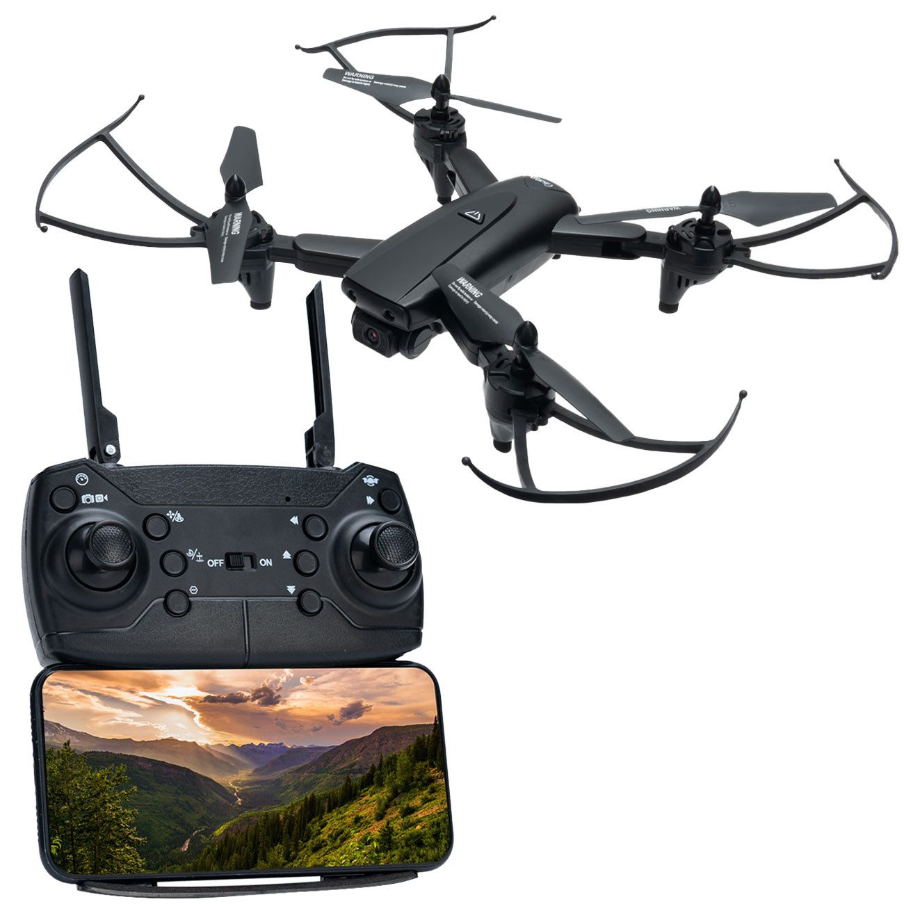 Casativo HD-Kamera Quadrocopter, FPV-Drohne faltbar mit App Live-View & Gyro Quadrocopter (1280 x 720 Pixel (720p), HD-FPV-Drohne: Faltbar App-Live-View 60m Reichweite 6-Achsen-Gyroskop)