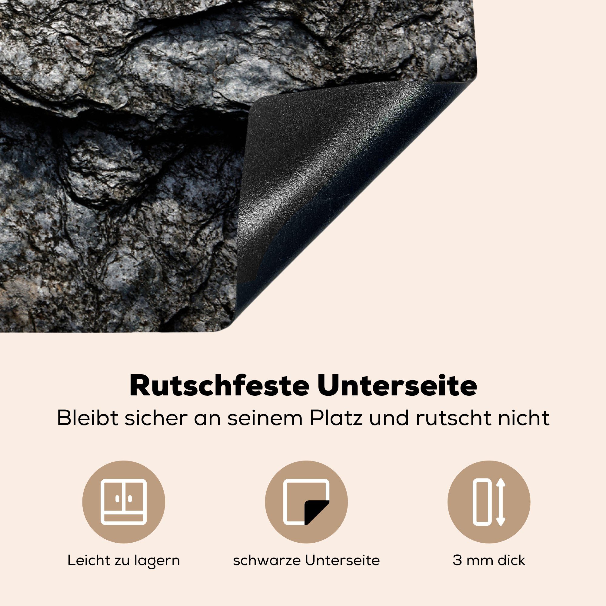 Herdblende-/Abdeckplatte MuchoWow Glänzende Felsstruktur (1 küche, in cm, Ceranfeldabdeckung tlg), die Schutz der Vinyl, 81x52 für Induktionskochfeld Schweiz,
