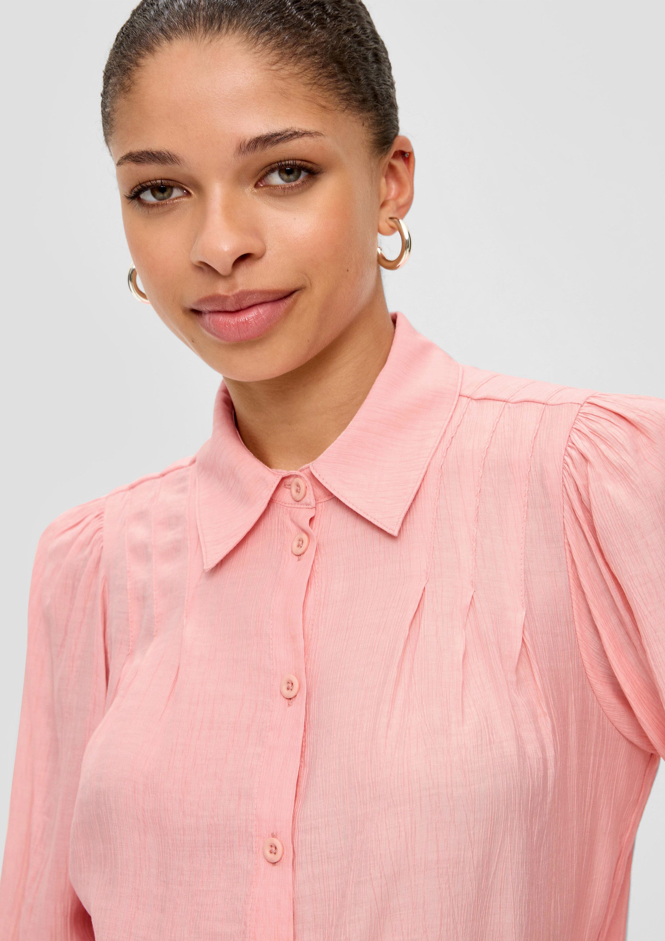 QS Langarmbluse Bluse Bluse mit Raffung