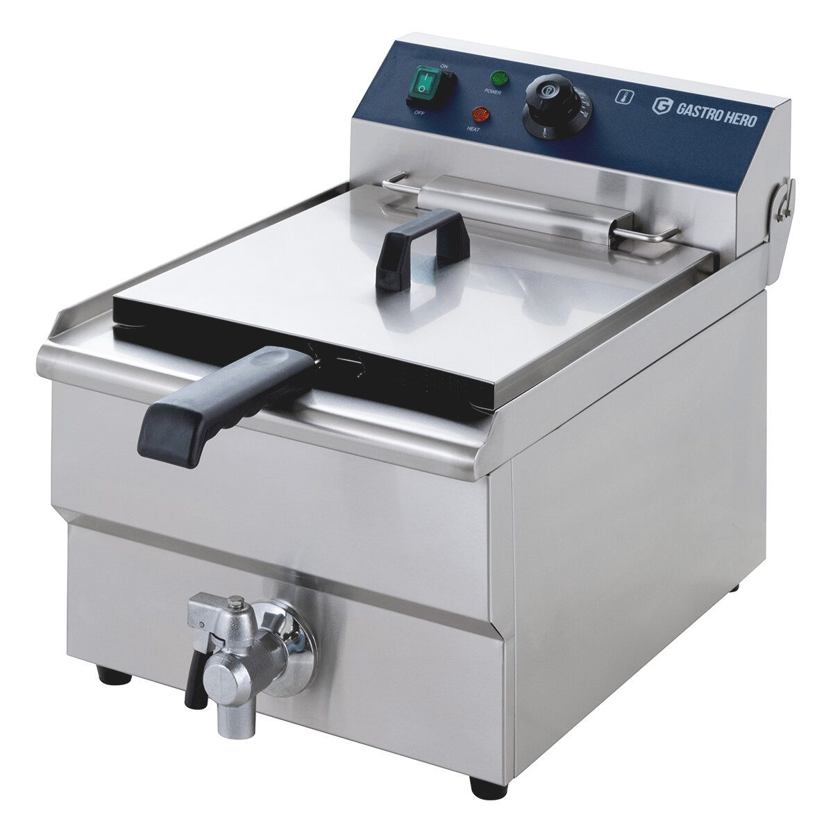 GastroHero Fritteuse Elektro Fritteuse 13 Liter 5 kW Edelstahl Ablasshahn Gastro, 5000 W
