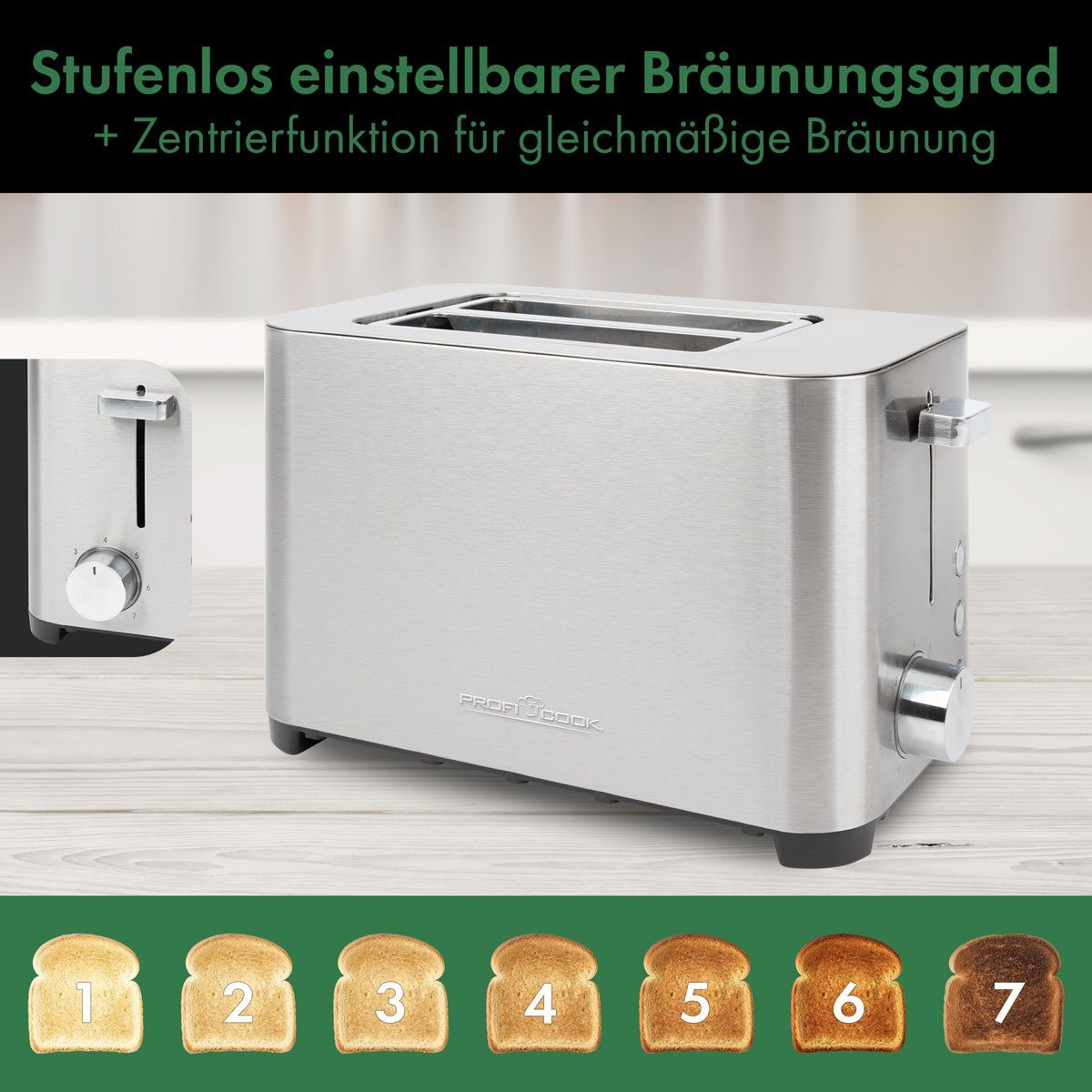 PC-TA Scheiben, 1251, ProfiCook Toaster Edelstahl Toaster 2
