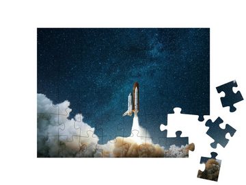 puzzleYOU Puzzle Rakete startet in den Weltraum, 48 Puzzleteile, puzzleYOU-Kollektionen Astronomie