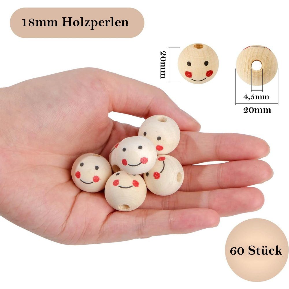 NUODWELL Dekofigur 60 Stück Holzperlen mit günstig online kaufen