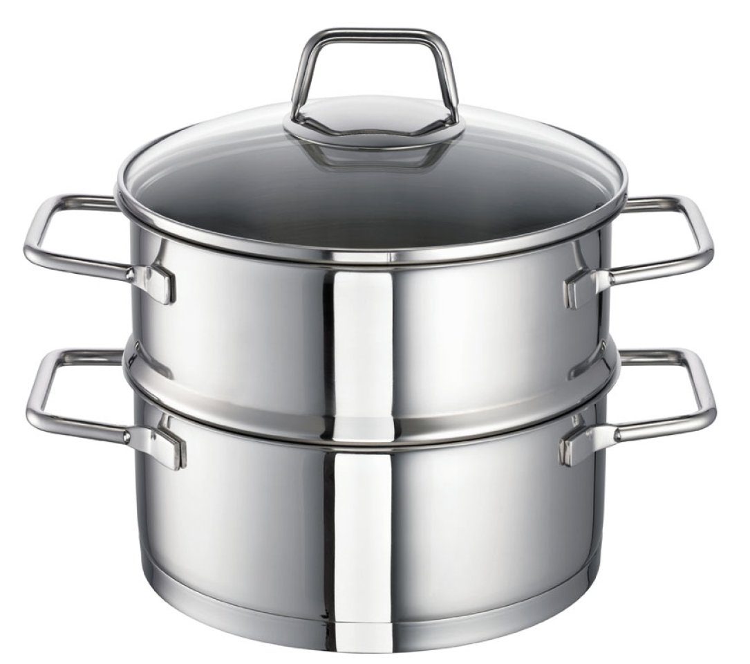 SCHULTE-UFER Dampfgartopf Wega, Edelstahl (Set, 1-tlg), Spülmaschinengeeignet, Ofenfest, Edelstahl, 20 cm Durchmesser