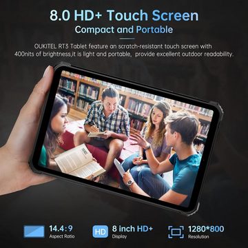 OUKITEL Super robustes und leistungsfähiges Outdoor Tablet (8", 64 GB, Android 12, 2,4G+5G, mit 5150mAh battery HD+, 16MP+8MP camera dual SIM GPS/OTG/IP68/IP69K)