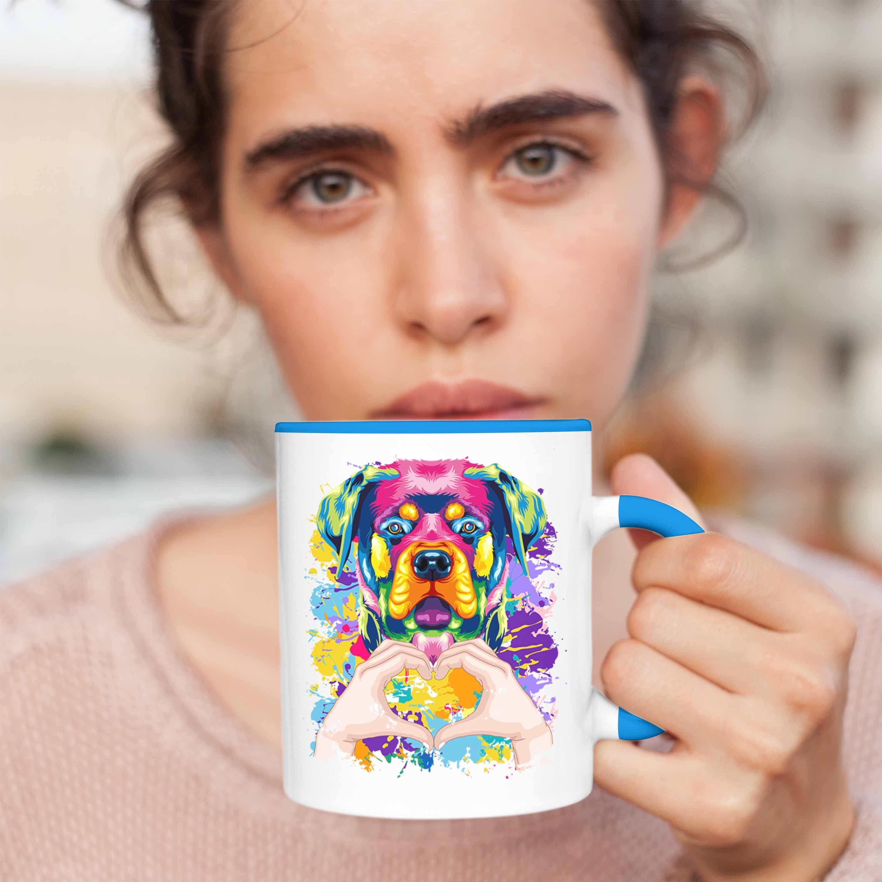 Blau Tasse Lustiger Besitzer Geschenk Tasse Trendation Spruch Rottweiler Love Geschenk Farbe