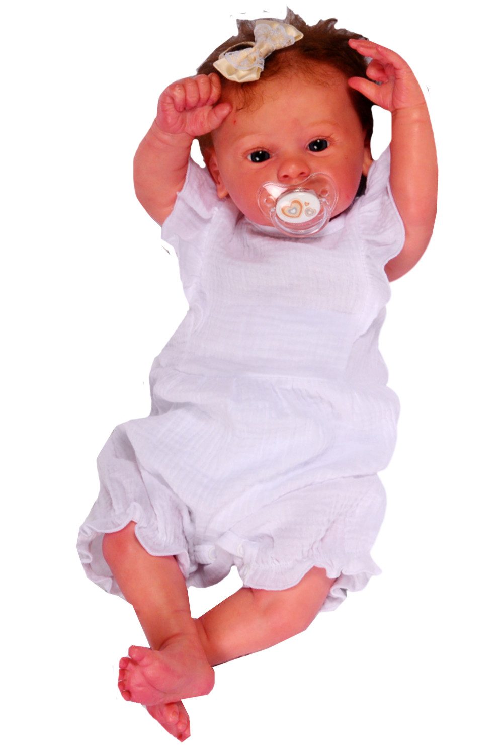 La Bortini Spieler Spieler kurzer Baby Strampler Romper in Weiß für Mädchen aus reiner Baumwolle, aus Musselin, 44 50 56 62 68 74