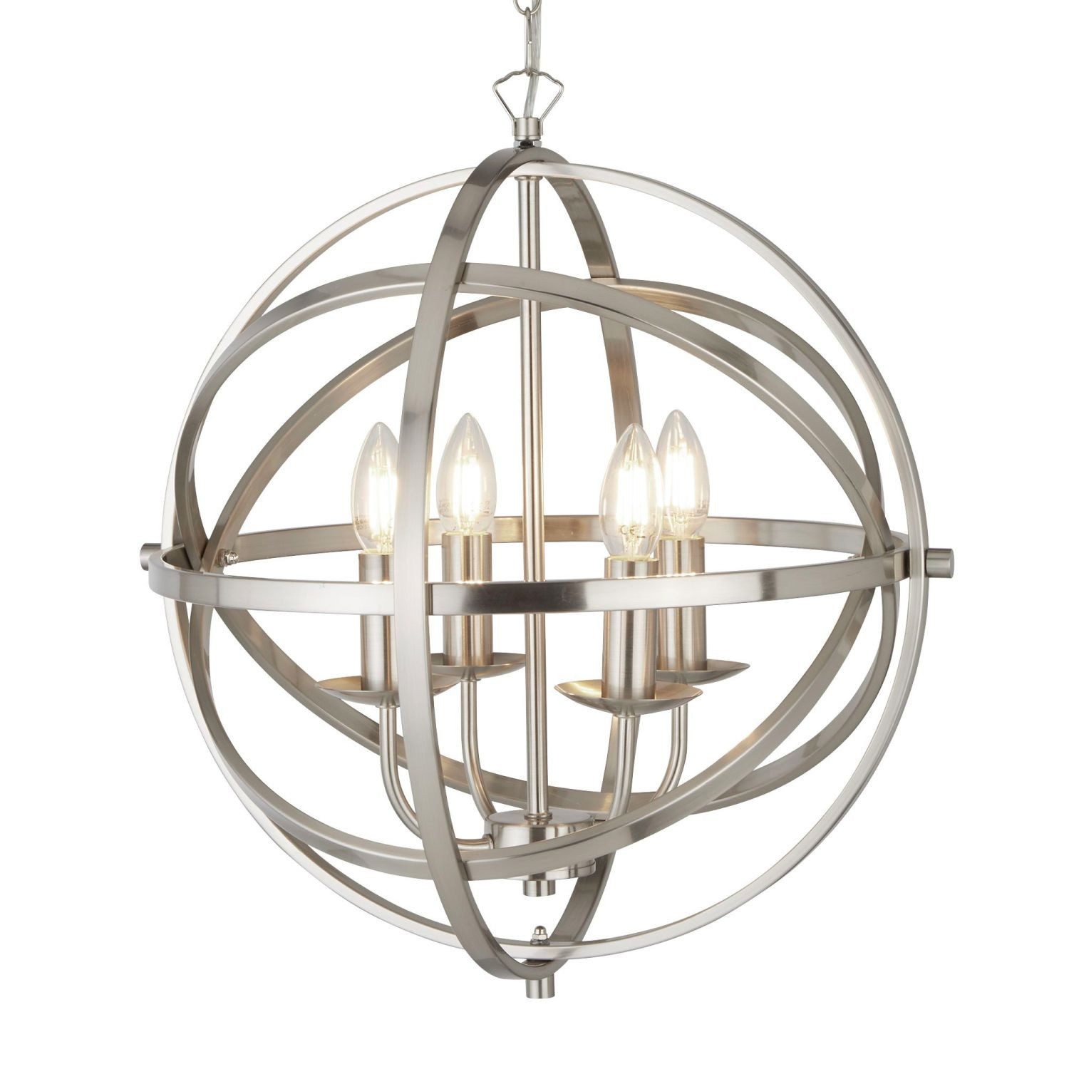 Licht-Erlebnisse Pendelleuchte ORBIT, ohne Leuchtmittel, 4-flammig in Silber matt E14 D: 45 cm Metall Klassisch Wohnzimmer