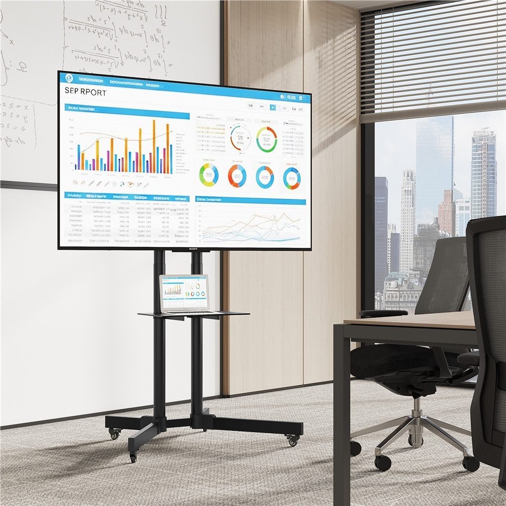 Yaheetech TV-Ständer Mobile TV-Halterung mit Doppelstangen, (bis 60 Zoll, Mobile TV Standfuß für 30 – 60 Zoll LCD LED OLED Plasma Fernseher) – Bild 3 von 5