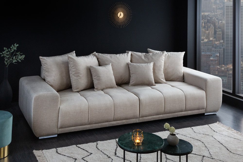 riess-ambiente Big-Sofa ELEGANCIA 285cm champagner/beige - Vogue Velours Samt, Federkern, FSC, Einzelartikel 1 Teile, XXL Couch mit Rundumbezug & inkl. Kissen - ideal für Wohn- & TV-Zimmer