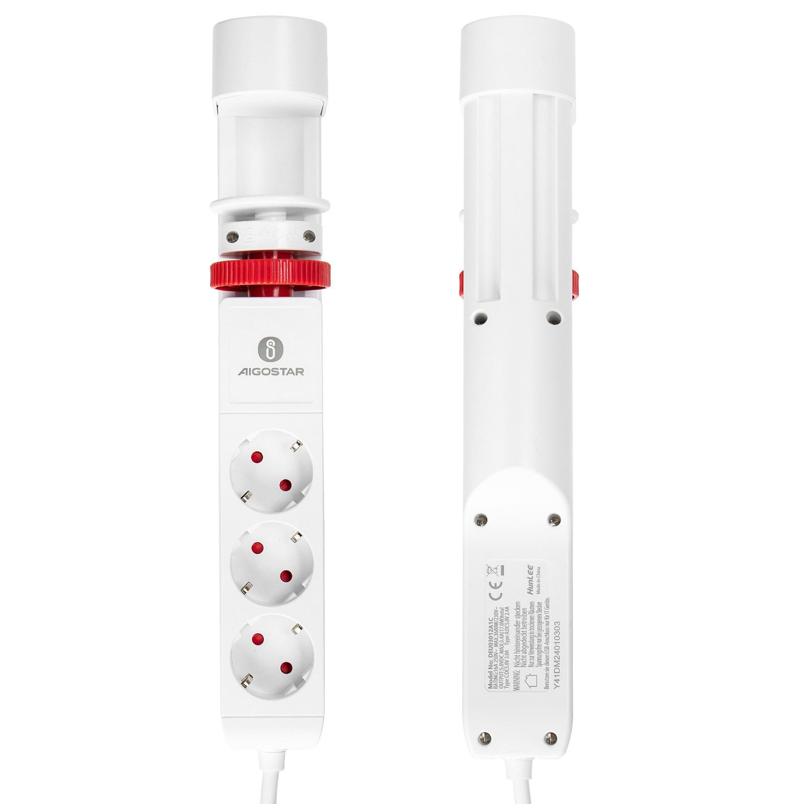 Aigostar Tischsteckdose 3-Fach mit Schalter Steckerleiste mit 3 USB,1.4M Kabel Steckdosenleiste (Kabellänge 1.4 m) – Bild 4 von 5