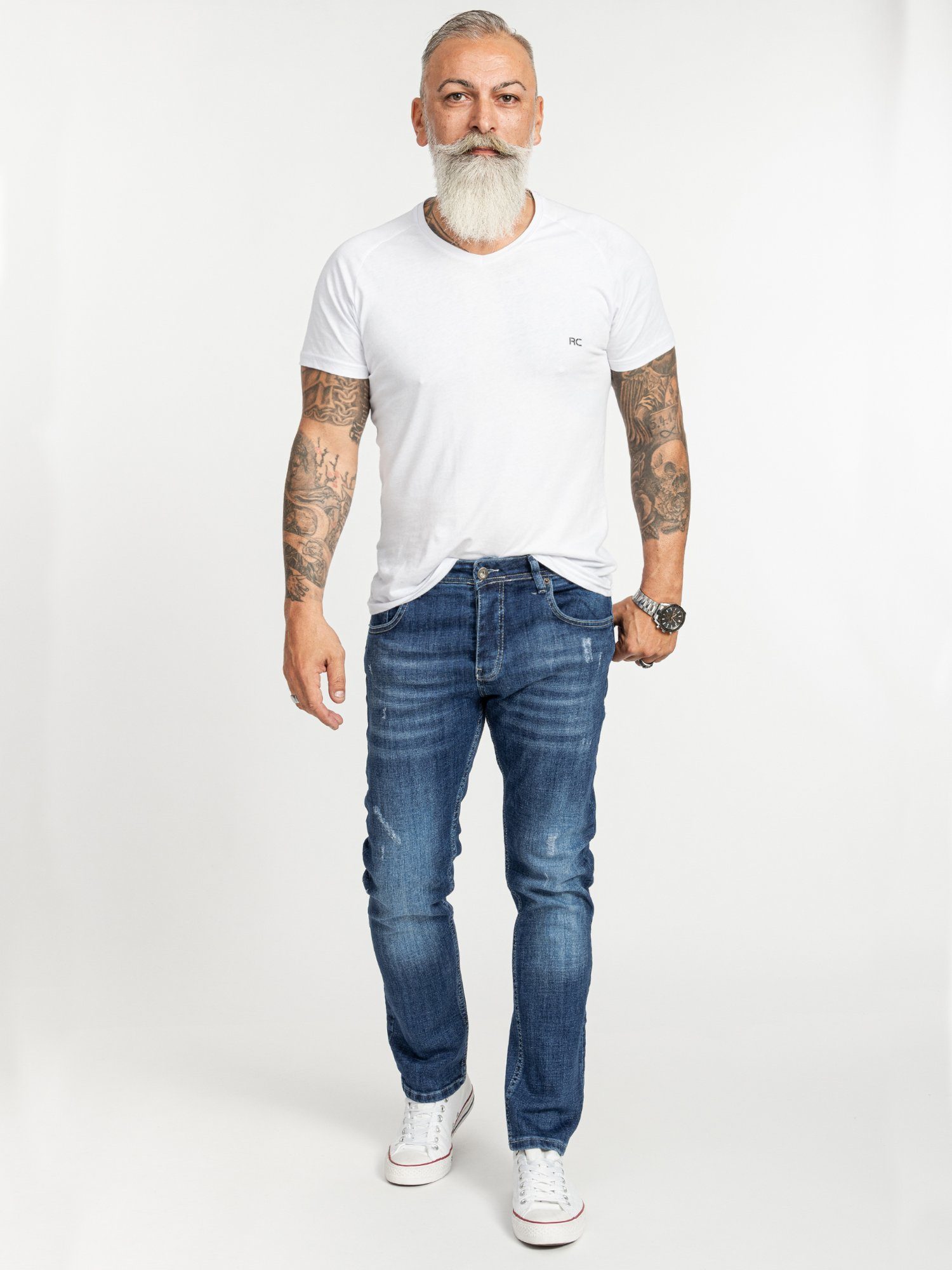 Rock Creek Regular-fit-Jeans Herren Jeans Stonewashed Blau RC-2410 – Bild 4 von 5