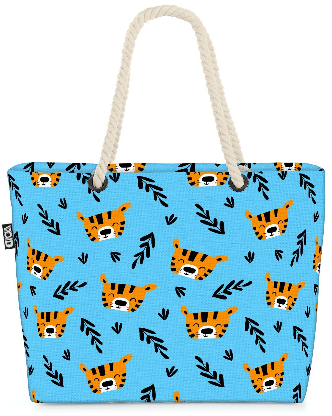 VOID Strandtasche (1-tlg), Afrika Bag Zoo Beach Katze Kleiner Urwald Kinder Tiger blau Baby Dschungel