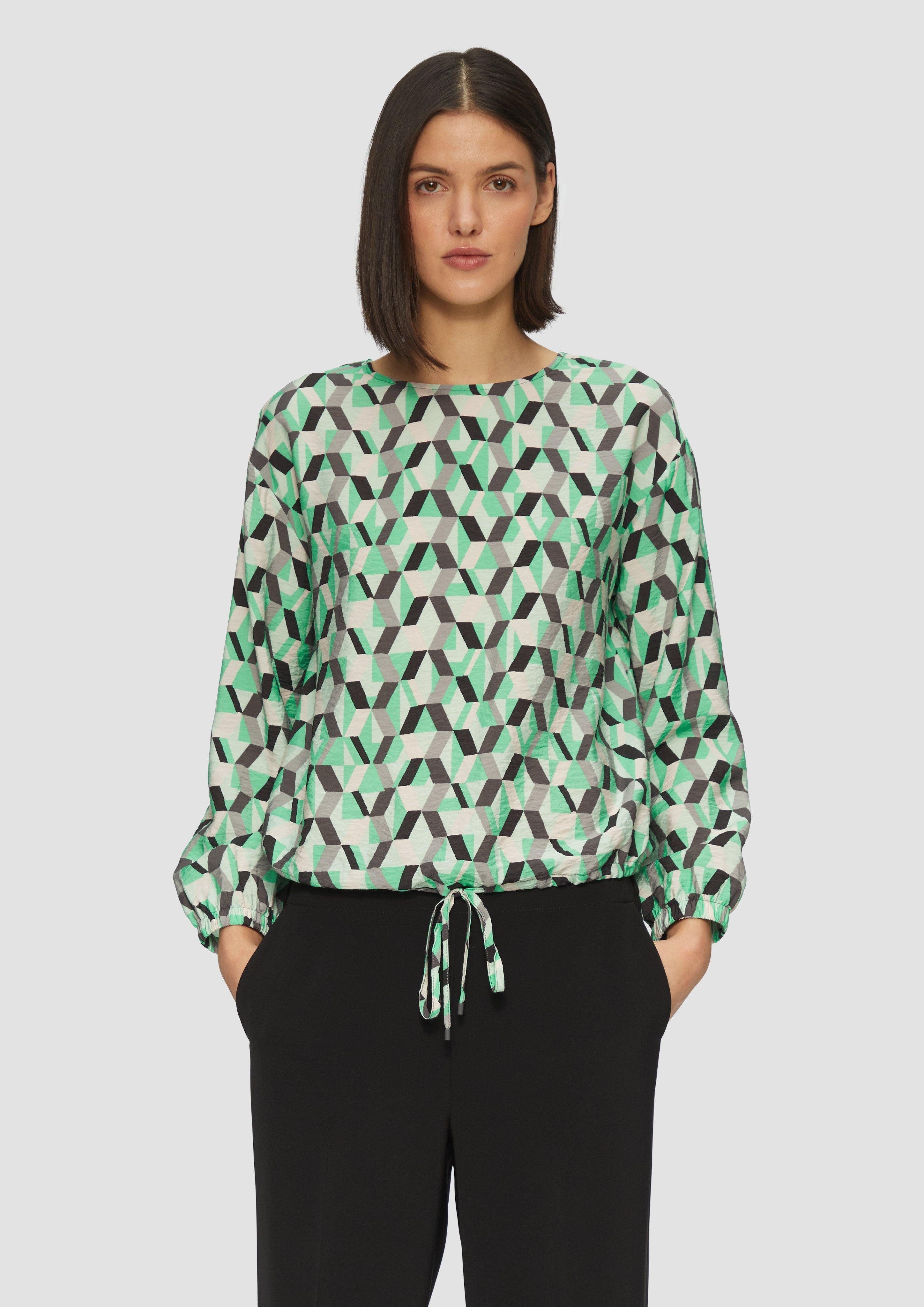 Langarmbluse Viskosemix-Bluse in O-Shape